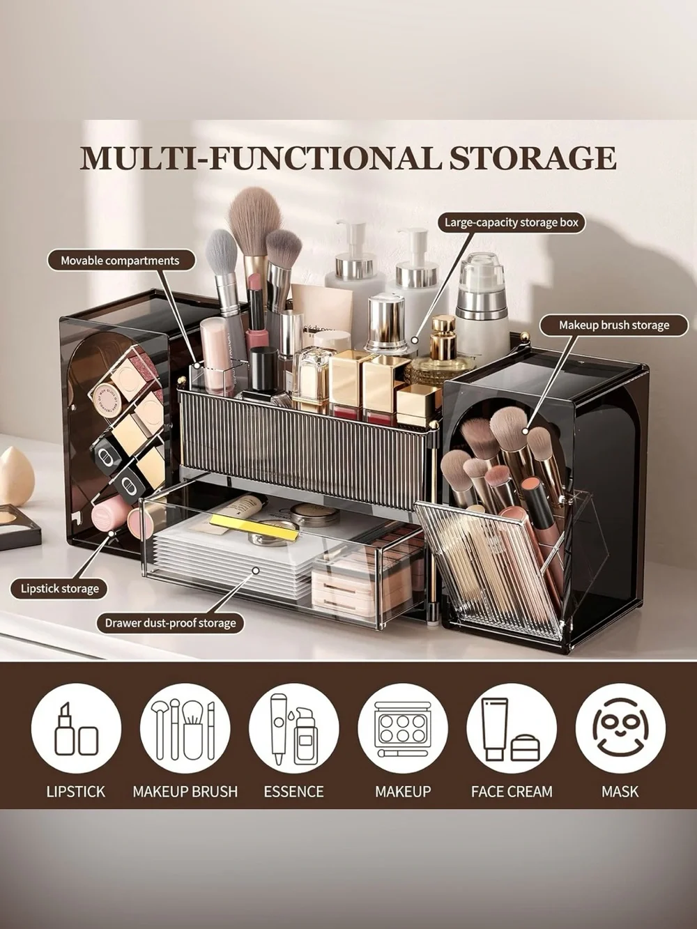 CVGETME Make Up Organizer with Drawer - Home Storage & Organization